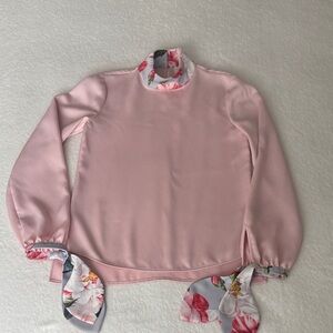 Ted Baker London Pink Floral Accent Blouse